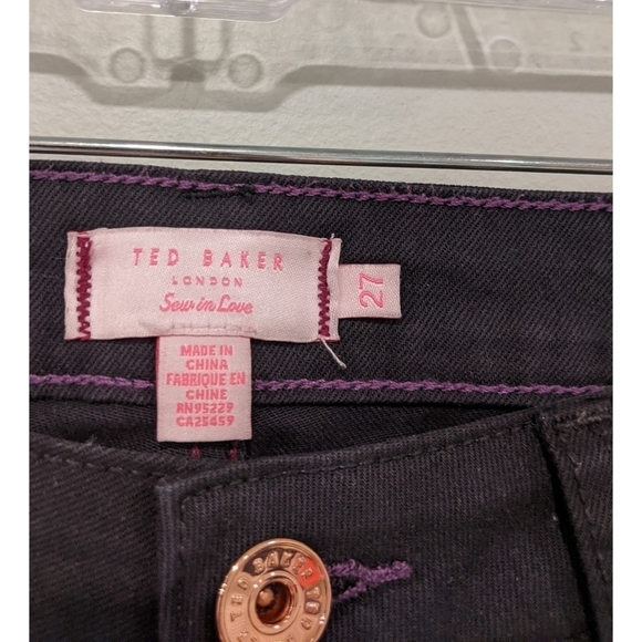 Ted Baker Anna Wax Finish Skinny Ankle Zip Black Jeans Size 27 - Picture 7 of 7